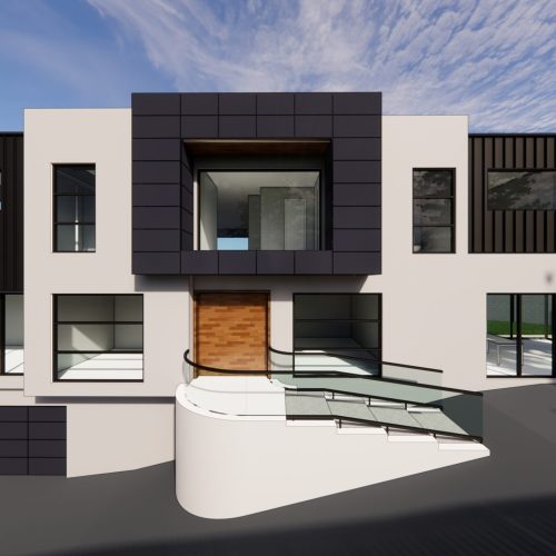 New house design facade 3d render