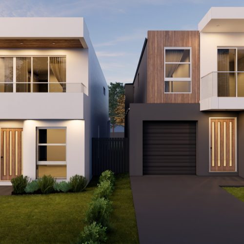 Duplex/dual occupancy external facade 3d render